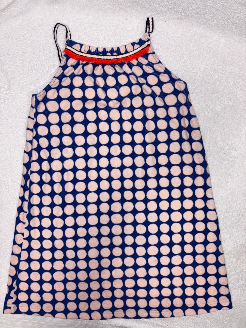 Crewcuts Navy Blue and Light Pink Polka Dot Swim Coverup girls 14